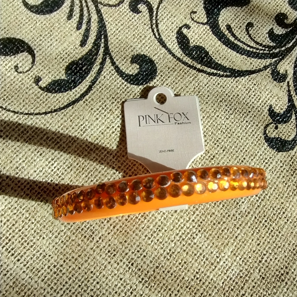 NWT Orange Acrylic Sparkle Rhinestone Bracelet